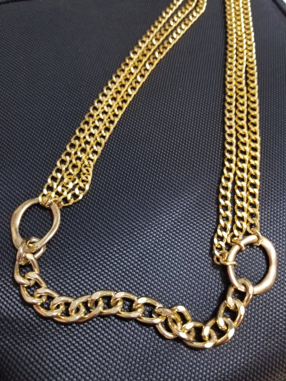 Made from Scratch: Hammered-Gold-Double-O-Ring Layered-Chunky-Gold-Chain